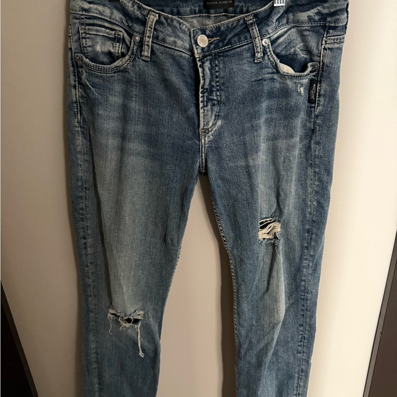 Silver Jeans Denim - Silver Jeans Women's Light Blue Distressed Ankle Jeans